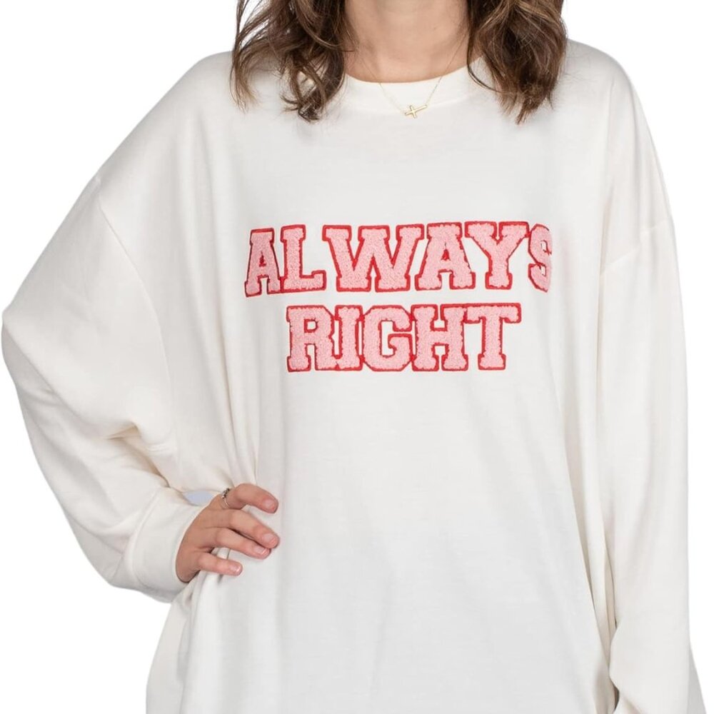 Mary Square "Always Right" Graphic Oversized Sweatshirt – Large